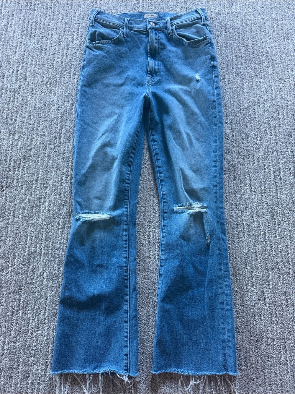 MOTHER Distressed Blue Flare Jeans
